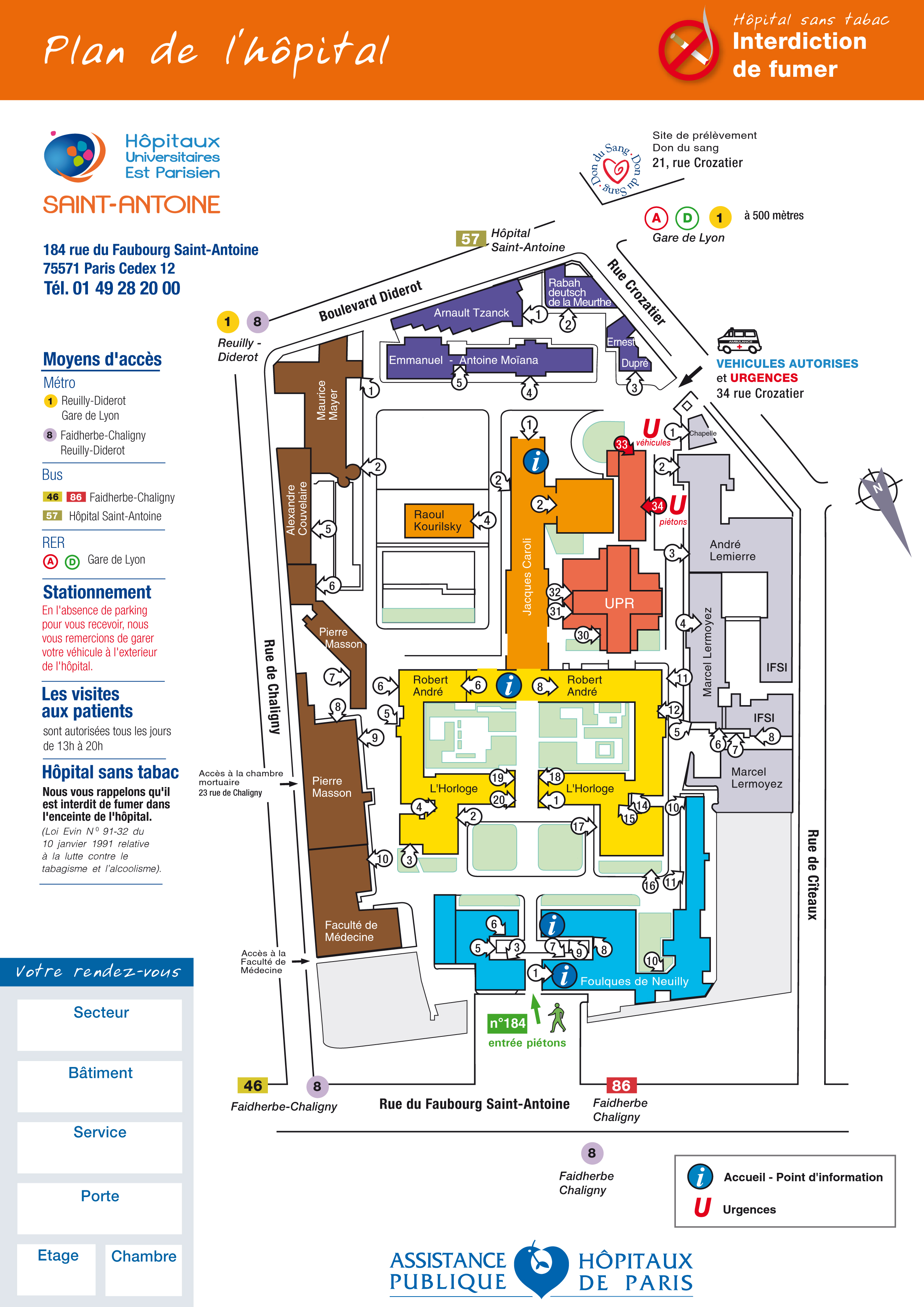 Plan de l'hôpital Saint-Antoine